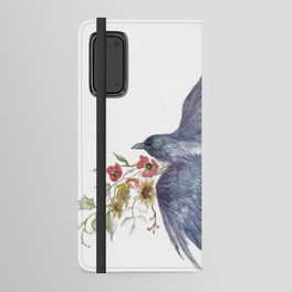 Raven with Flowers Android Wallet Case