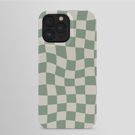 Sage Green Wavy Checkered Pattern iPhone Case
