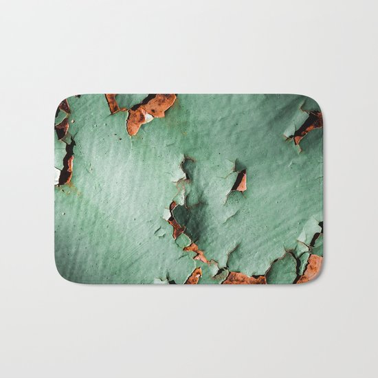 Cool turquoise brown rusty metal Bath Mat