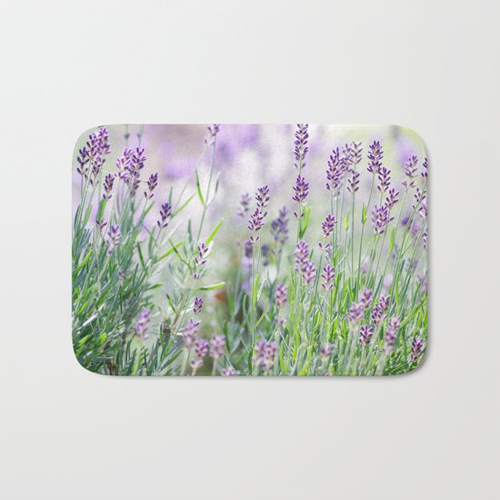 Lavender in summer garden Bath Mat