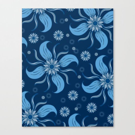 Floral Obscura Dark Blue Canvas Print