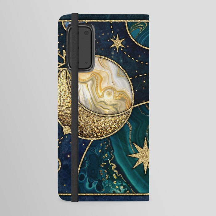 Celestial Starry Emerald Gold Cosmos Android Wallet Case