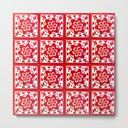TALAVERA MEXICAN TILE IN RED Metal Print