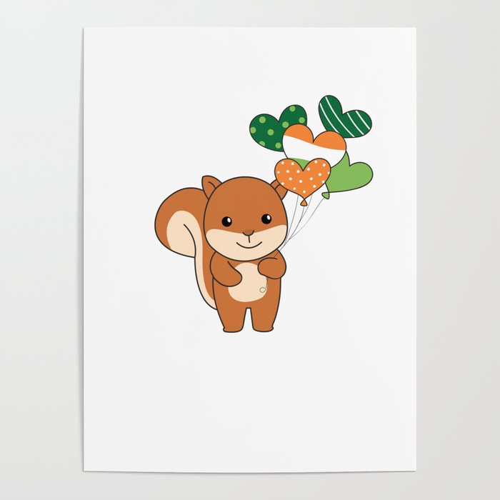 Squirrel Ireland Balloons Cute Animals Happiness Poster