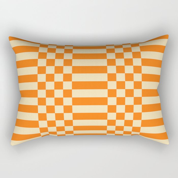 Checkered Stripes pattern orange Rectangular Pillow