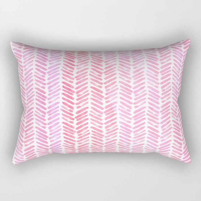 Handpainted Chevron pattern small - pink watercolor on white Rectangular Pillow