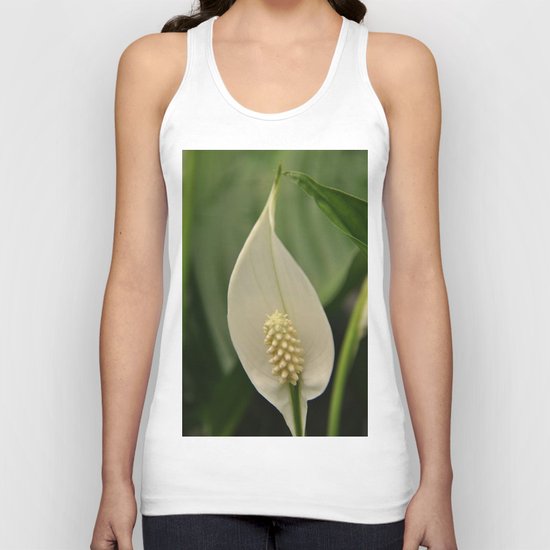 white flower Unisex Tank Top