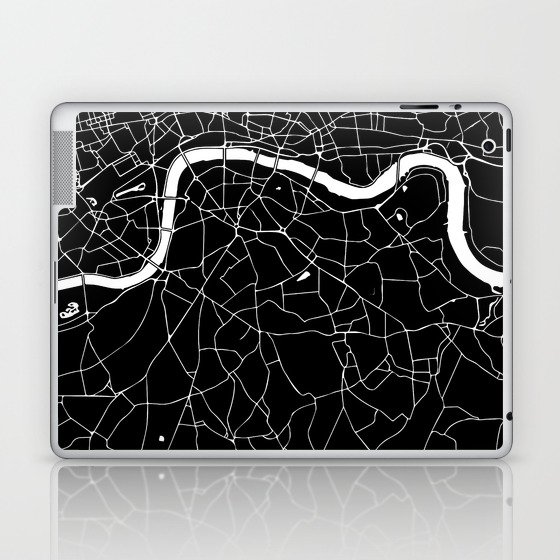 Black on White London Street Map II Laptop & iPad Skin