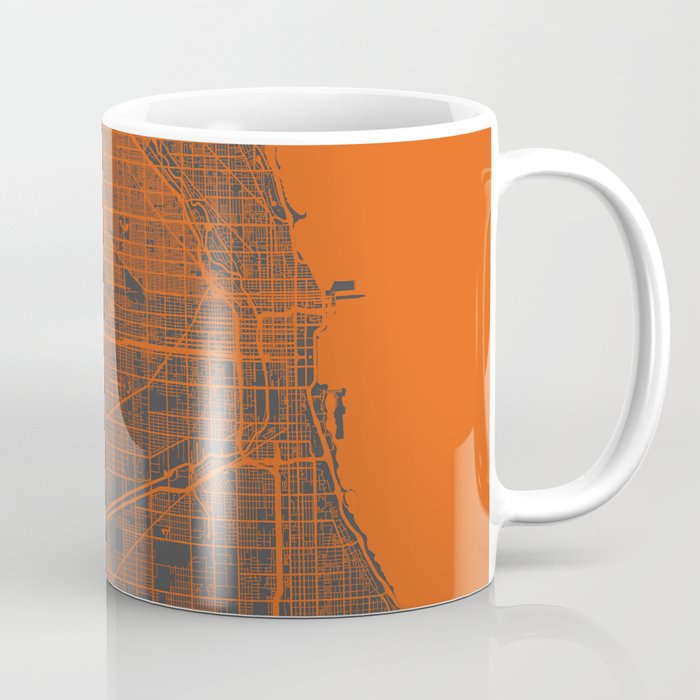 Chicago map orange Coffee Mug