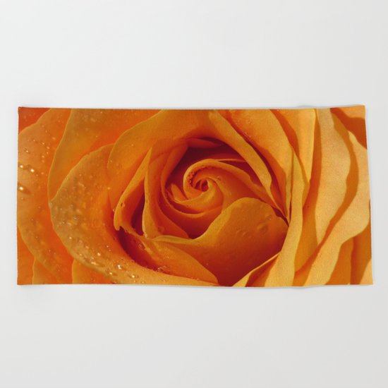 Gold Rose Bud- Orange Roses and flowers Beach Towel