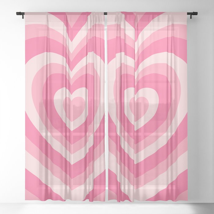 Hypnotic Pink Hearts Sheer Curtain