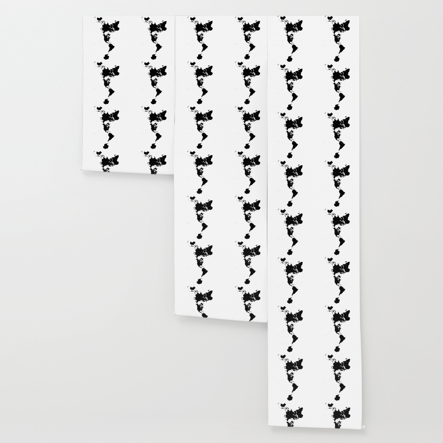 Dymaxion World Map Fuller Projection Map Minimalist Black On