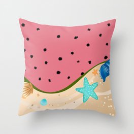 Watermelon Summer Beach Throw Pillow