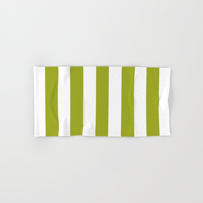 Citron Green Solid Color White Vertical Lines Pattern Hand Citron Green Solid Color White Vertical Lines Pattern Hand Bath Towel