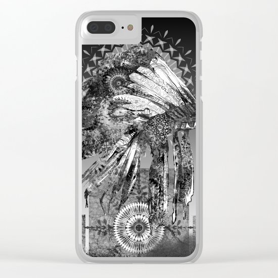 black and white mandala headdress Clear iPhone Case