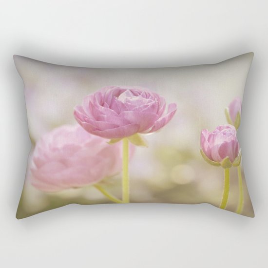 Pink floral Ranunculus flowers in love Rectangular Pillow