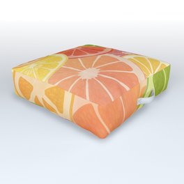 Citrus II Outdoor Floor Cushion | Yellow, Fruit, Digital, Bloodorange, Bright, Lemon, Grapefruit, Orange, Green, Lime 