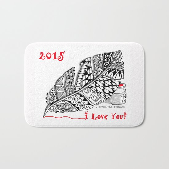 I love you 2015 Zentangle Illustration Bath Mat