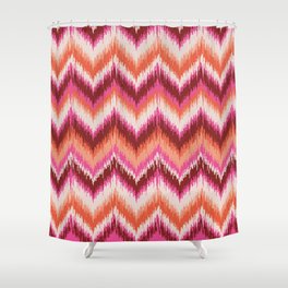 8-Bit Ikat Pattern – Pink & Maroon Shower Curtain