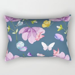 Watercolour Purple flowers and Butterflies Rectangular Pillow