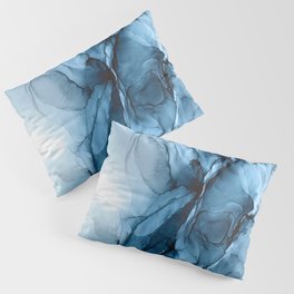 Deep Blue Flowing Water Abstract Painting Pillow Sham