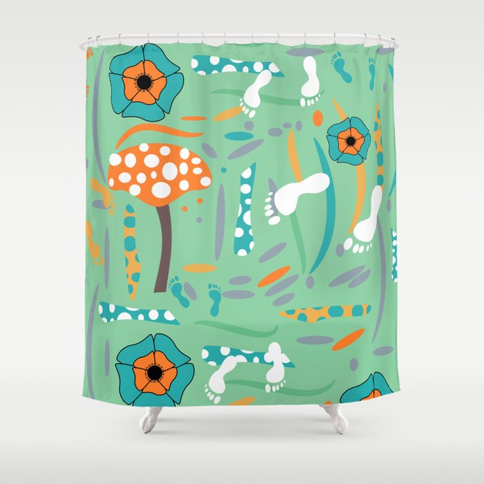 Playful Mushroom And Flowers Shower Curtain By Cocodes Society6