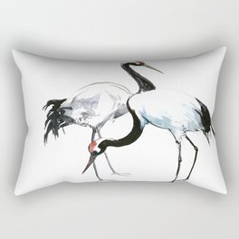 Japanese Cranes, Asian ink Crane bird artwork design Rectangular Pillow