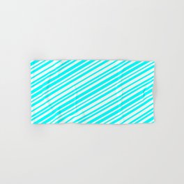 [ Thumbnail: Mint Cream & Aqua Colored Stripes Pattern Hand & Bath Towel ]