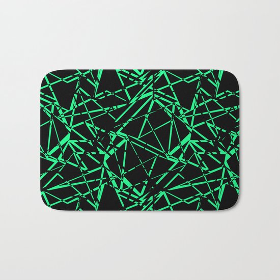 Abstract black and green pattern .Line . Bath Mat