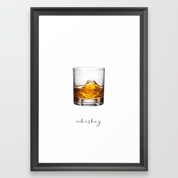 Whiskey Cocktail Painting | Watercolor Bar Art Framed Art Print