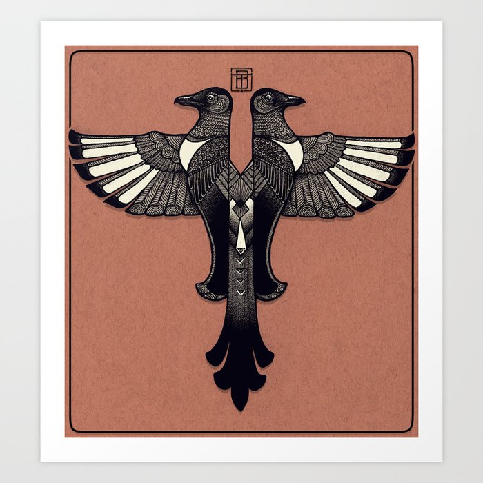 Magpie Emblem Art Print