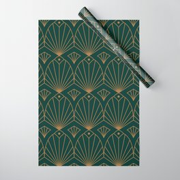 Art Deco Emerald Green & Gold Pattern Wrapping Paper