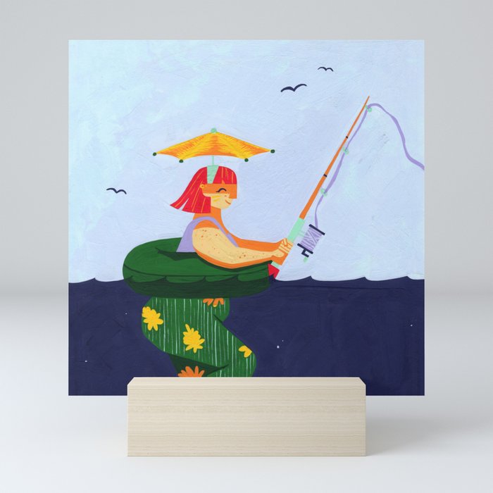 Woman Fishing Mini Art Print