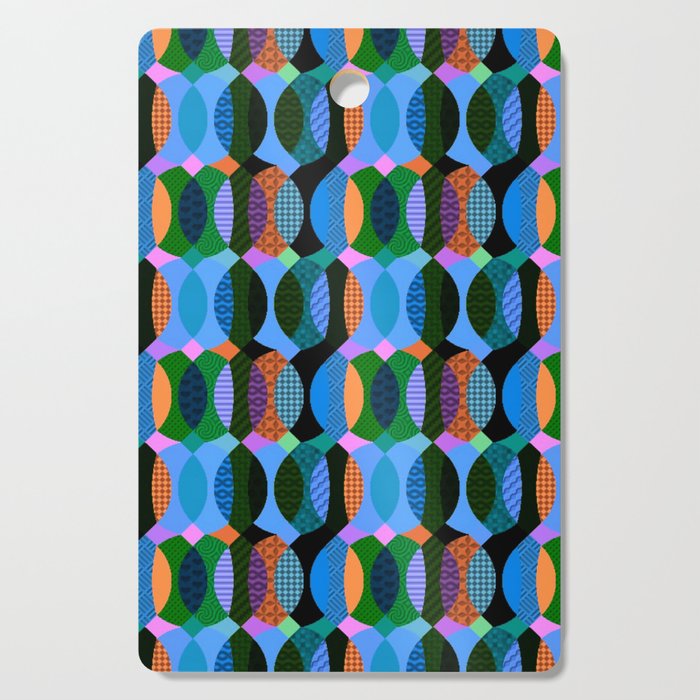 BLUE AND ORANGE MIX GEOMETRIC PATTERN Cutting Board by Belle | Society6