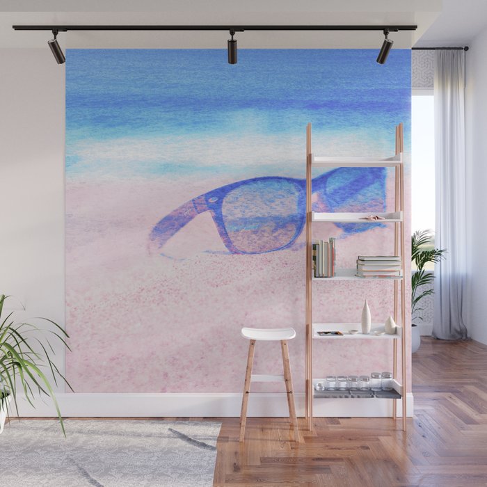 beach glasses impressionism painted realistic still life Wall Mural