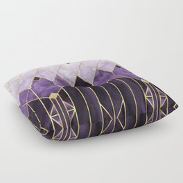 Gold Diamonds Purple Nights Art Deco Geometric - Modern Pattern Floor Pillow