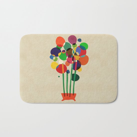 Happy flowers in the vase Bath Mat