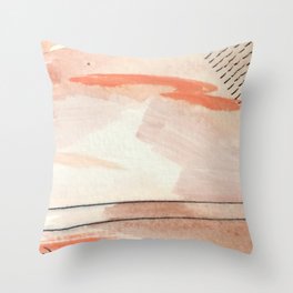Aly [2] : minimal | pinks | white | black | mixed media | ink | abstract | watercolor | wall art Throw Pillow