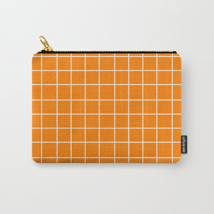 Grid (White/Orange) Carry-All Pouch