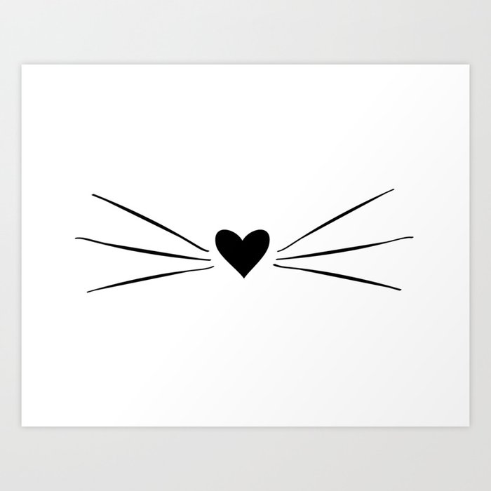Cat Heart Nose Whiskers  Art Print by danaandthebooks 