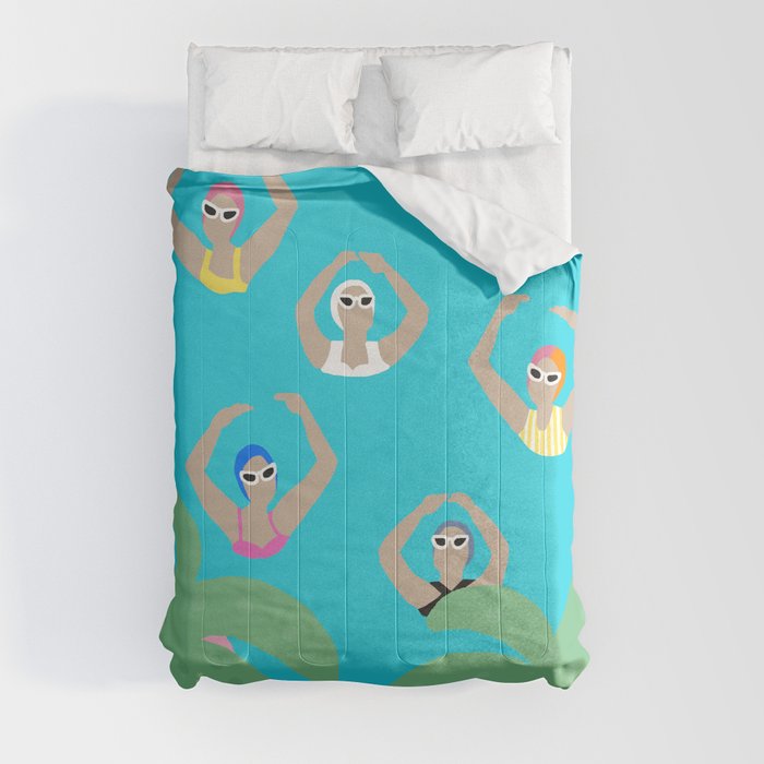 Artistic swimmers tropical illustration Comforter