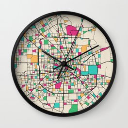 Colorful City Maps: Houston, Texas Wall Clock