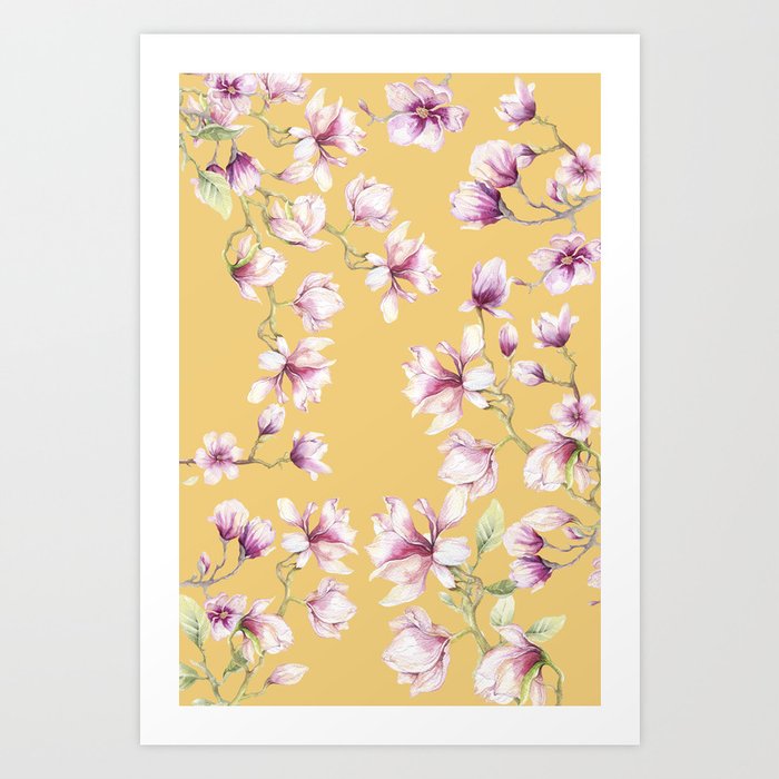 Delicate Magnolia Yellow Art Print