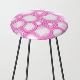 Nion - Colorful Geometric Abstract Circle Art Design Pattern in Pink Counter Stool