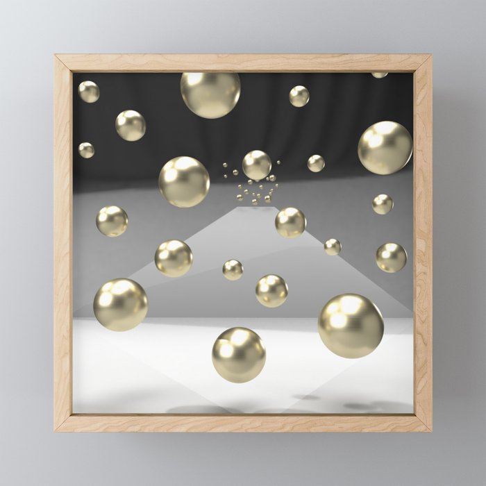 Abstract 3d balck and gold design Framed Mini Art Print