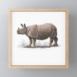 Indian rhino art print Framed Mini Art Print