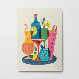 Mid Century Modern Cocktails Metal Print