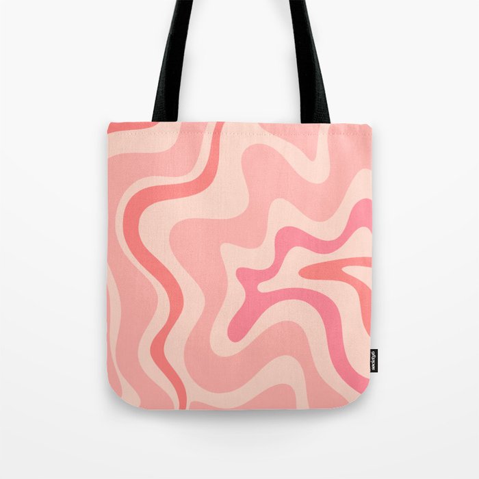 Retro Liquid Swirl Abstract in Soft Pink Tote Bag