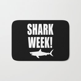 Shark week (on black) Bath Mat | Fish, Megalodon, Sharks, Jaws, Greatwhite, Mako, Illustration, Tiger, Fisher, Black and White 