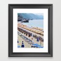 Cinque Terre beach parasols Gerahmter Kunstdruck